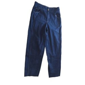 VTG Chause Women Pin Stripped Jeans high rise relaxed tapered denim Sz 12 W 29